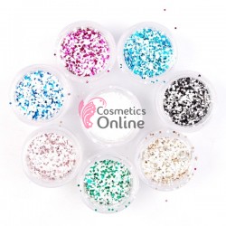 Decoratiuni pentru unghii DC002 din paiete cu fulgi subtiri color, set 12 bucati